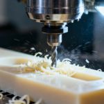 CNC machining of high-performance PEEK plastic at Viethung Plastics custom fabrication facility