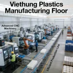 A modern plastic injection molding facility in Vietnam producing high-quality custom plastic parts.