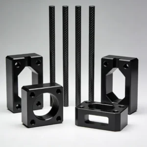 Black Carbon Fiber Reinforced PEEK rods and precision machined parts for industrial use