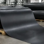 UV-stabilized flexible HDPE sheet for water storage and aquaculture pond liner rolls stacked at Viethung Plastics Vietnam factory.