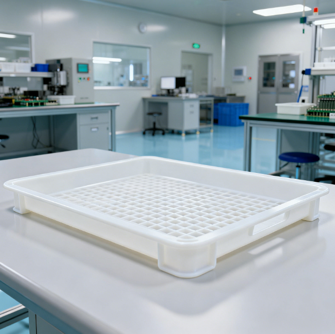 Ứng dụng của tấm nhựa PVC ESD và PP trong sản xuất bao bì, khay đựng linh kiện điện tử và nội thất phòng sạch.