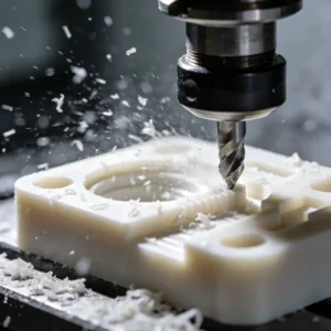 Cận cảnh quá trình gia công CNC chi tiết nhựa POM với độ chính xác cao