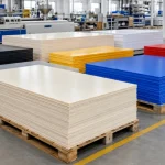 Các tấm nhựa ABS đùn nguyên sinh chất lượng cao được đóng pallet bảo vệ chuyên nghiệp tại xưởng sản xuất nhựa Việt Hưng sẵn sàng xuất khẩu.